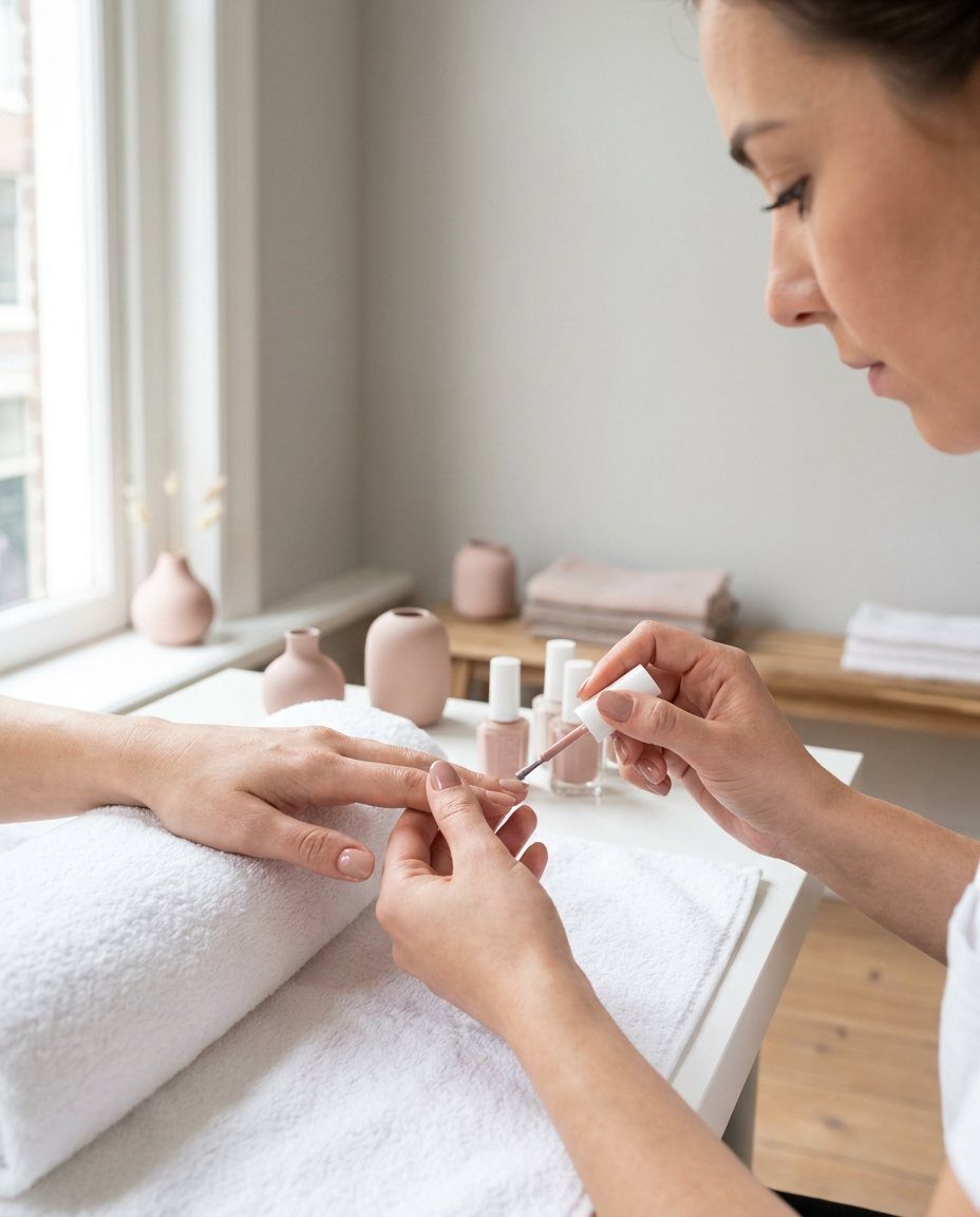 Manicure met roze nagellak